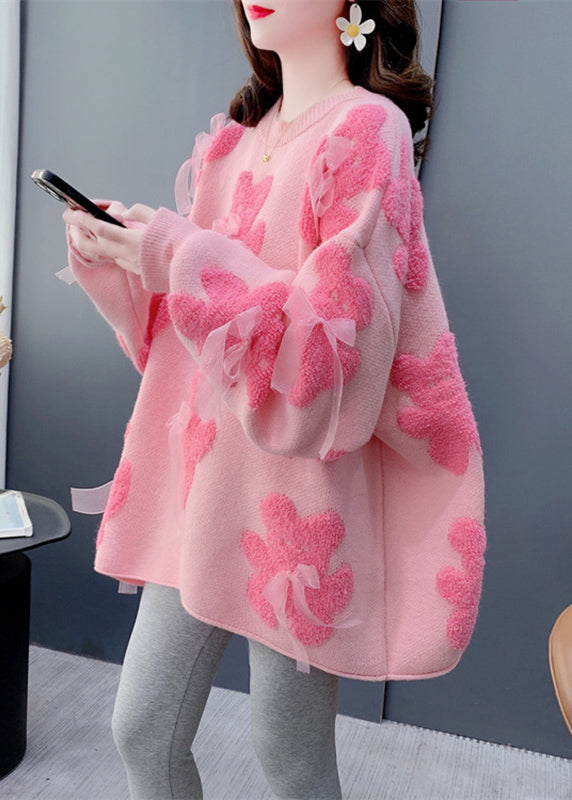 Cute White O-Neck Bow Little Bear Cotton Knit Sweater Winter RK008 ABC