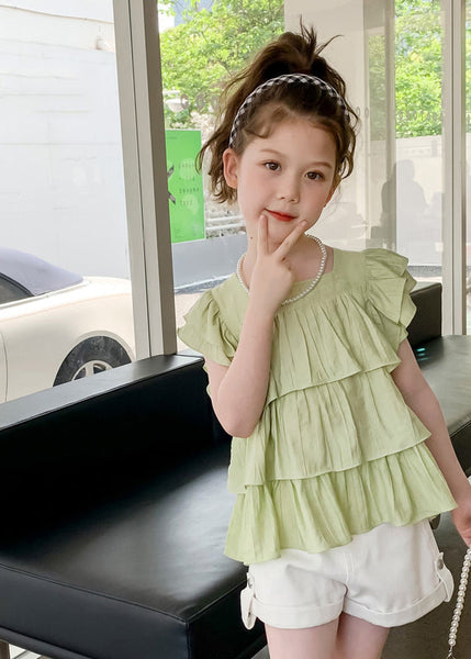 Cute White Square Collar Patchwork Kids Shirt Summer SS1014 MM-RCTZ-STP240601