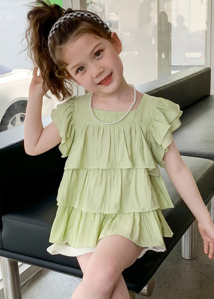 Cute White Square Collar Patchwork Kids Shirt Summer SS1014 MM-RCTZ-STP240601