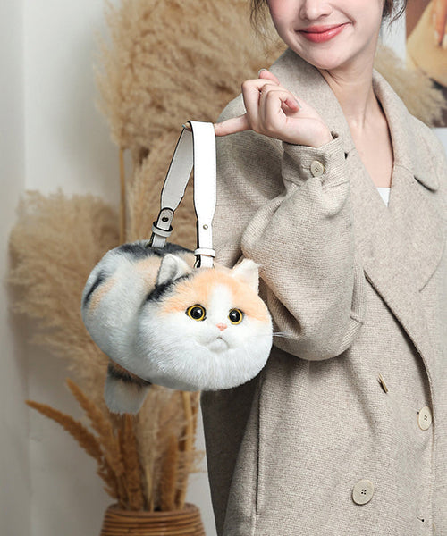 Yellow Cat Fuzzy Creative Cute Bag Shoulder Fur FashionChic