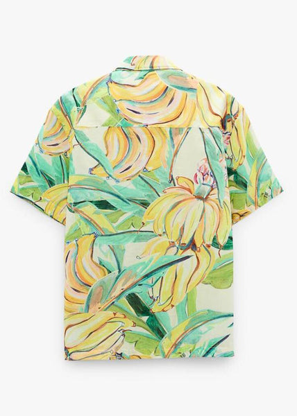 Cute Yellow Peter Pan Collar Print Men Shirts Short Sleeve HG026 Men-Silk-MENSTP240725