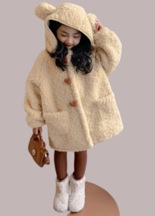 Cute Yellow Pockets Zippered Kids Hoodie Faux Fur Coat Winter WL017 MM-RCTZ-GICT241120