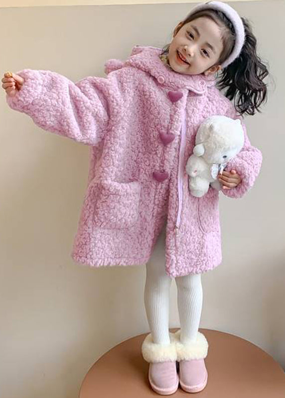 Cute Yellow Pockets Zippered Kids Hoodie Faux Fur Coat Winter WL017 MM-RCTZ-GICT241120