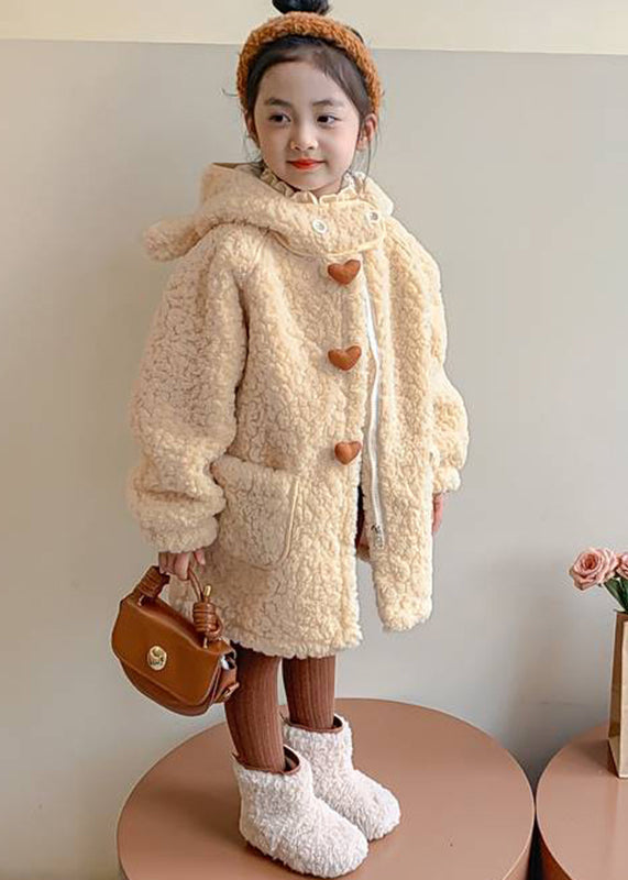 Cute Yellow Pockets Zippered Kids Hoodie Faux Fur Coat Winter WL017 MM-RCTZ-GICT241120