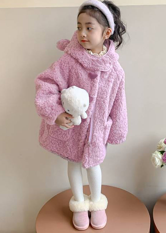 Cute Yellow Pockets Zippered Kids Hoodie Faux Fur Coat Winter WL017 MM-RCTZ-GICT241120