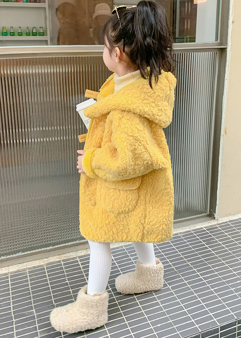 Cute Yellow Zippered Patchwork Kids Faux Fur Long Coat Winter WL029 MM-RCTZ-CGTS241120