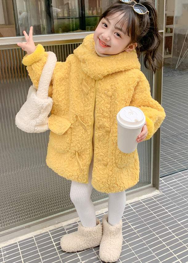 Cute Yellow Zippered Patchwork Kids Faux Fur Long Coat Winter WL029 MM-RCTZ-CGTS241120