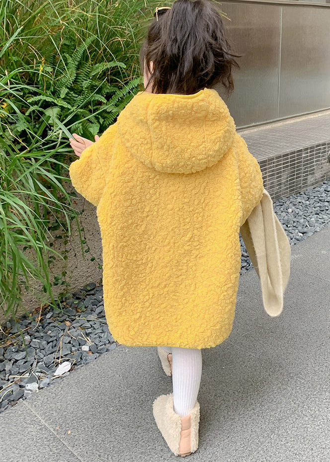 Cute Yellow Zippered Patchwork Kids Faux Fur Long Coat Winter WL029 MM-RCTZ-CGTS241120