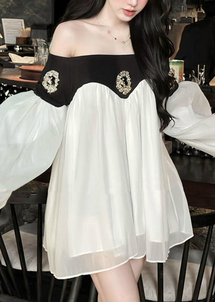 DIY Black Cold Shoulder Patchwork Cotton Blouse Top Spring YF025 ABC