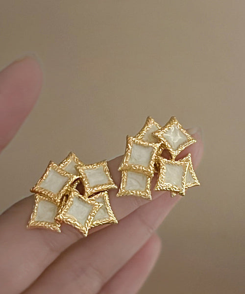 DIY Black Sterling Silver Overgild Drip Glaze Geometry Stud Earrings YX020 ABC