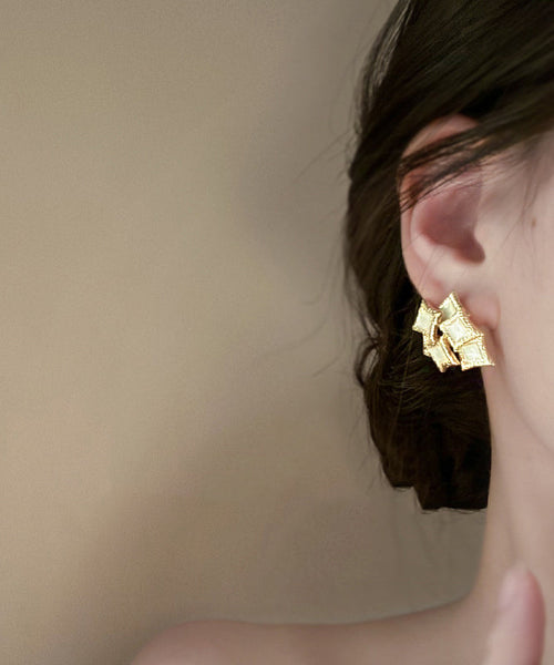 DIY Black Sterling Silver Overgild Drip Glaze Geometry Stud Earrings YX020 ABC