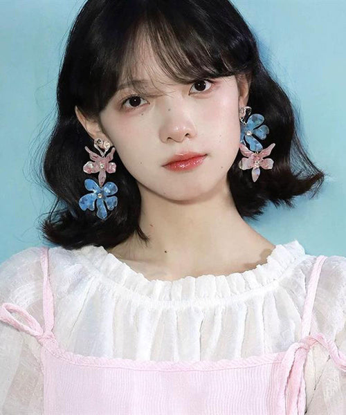 Drop Iris Resin Colorblock Earrings DIY Alloy FashionChic