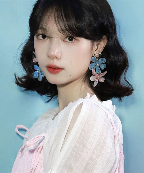 Drop Iris Resin Colorblock Earrings DIY Alloy FashionChic