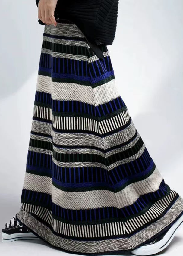 A DIY Skirts Fall Colorblock Line Striped Knit FashionChic