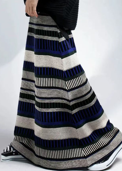 A DIY Skirts Fall Colorblock Line Striped Knit FashionChic