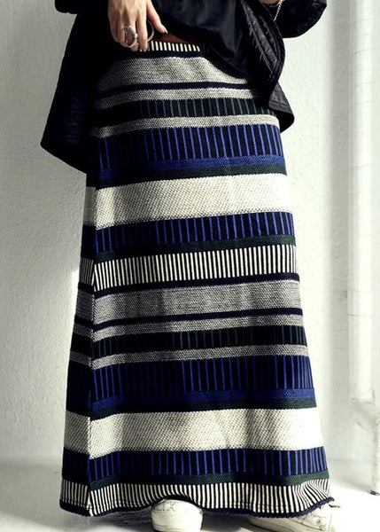 A DIY Skirts Fall Colorblock Line Striped Knit FashionChic