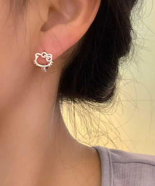 Earrings Cat Zircon DIY Copper Stud KT FashionChic