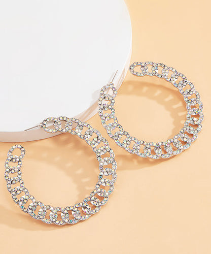 DIY Gold Alloy Inlaid Zircon C Shaped Hoop Earrings ZZ006 JEW-EAR240613