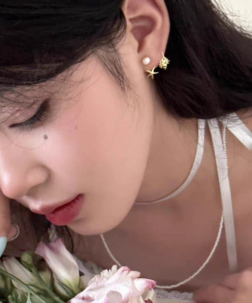 DIY Gold Earrings Pearl Star Overgild Stud Sea Conch Copper FashionChic