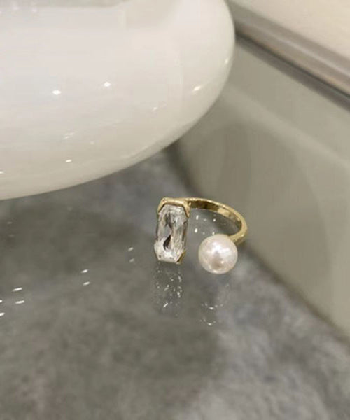 DIY Gold Rings Sterling Silver Alloy Pearl Rings Two Piece Set DF1032 Ada Fashion