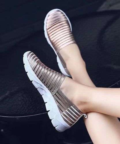 DIY Gold Soft Flat Shoes Breathable Elastic Fabric RT1020 Ada Fashion