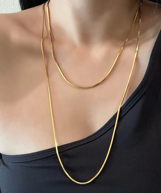 DIY Gold Stainless Steel Bilayer Sweater Necklace MM077 JEW-NLC240620