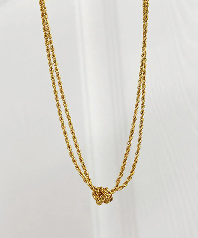 DIY Gold Stainless Steel Double Layer Fried Dough Twists Necklace YD023 ABC