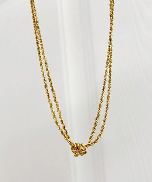 DIY Gold Stainless Steel Double Layer Fried Dough Twists Necklace YD023 ABC