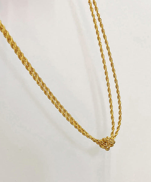 DIY Gold Stainless Steel Double Layer Fried Dough Twists Necklace YD023 ABC