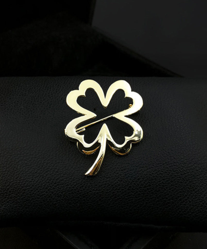 DIY Gold Stainless Steel Four Leaf Clover Hollow Out Brooches WP001 JEW-BRO241112