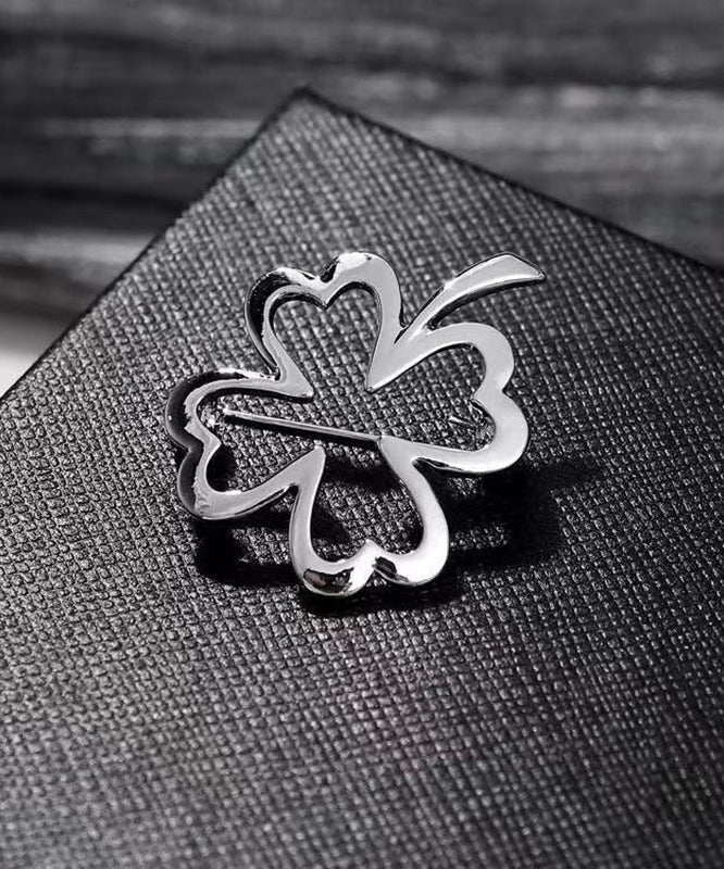 DIY Gold Stainless Steel Four Leaf Clover Hollow Out Brooches WP001 JEW-BRO241112