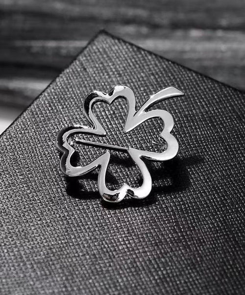 DIY Gold Stainless Steel Four Leaf Clover Hollow Out Brooches WP001 JEW-BRO241112