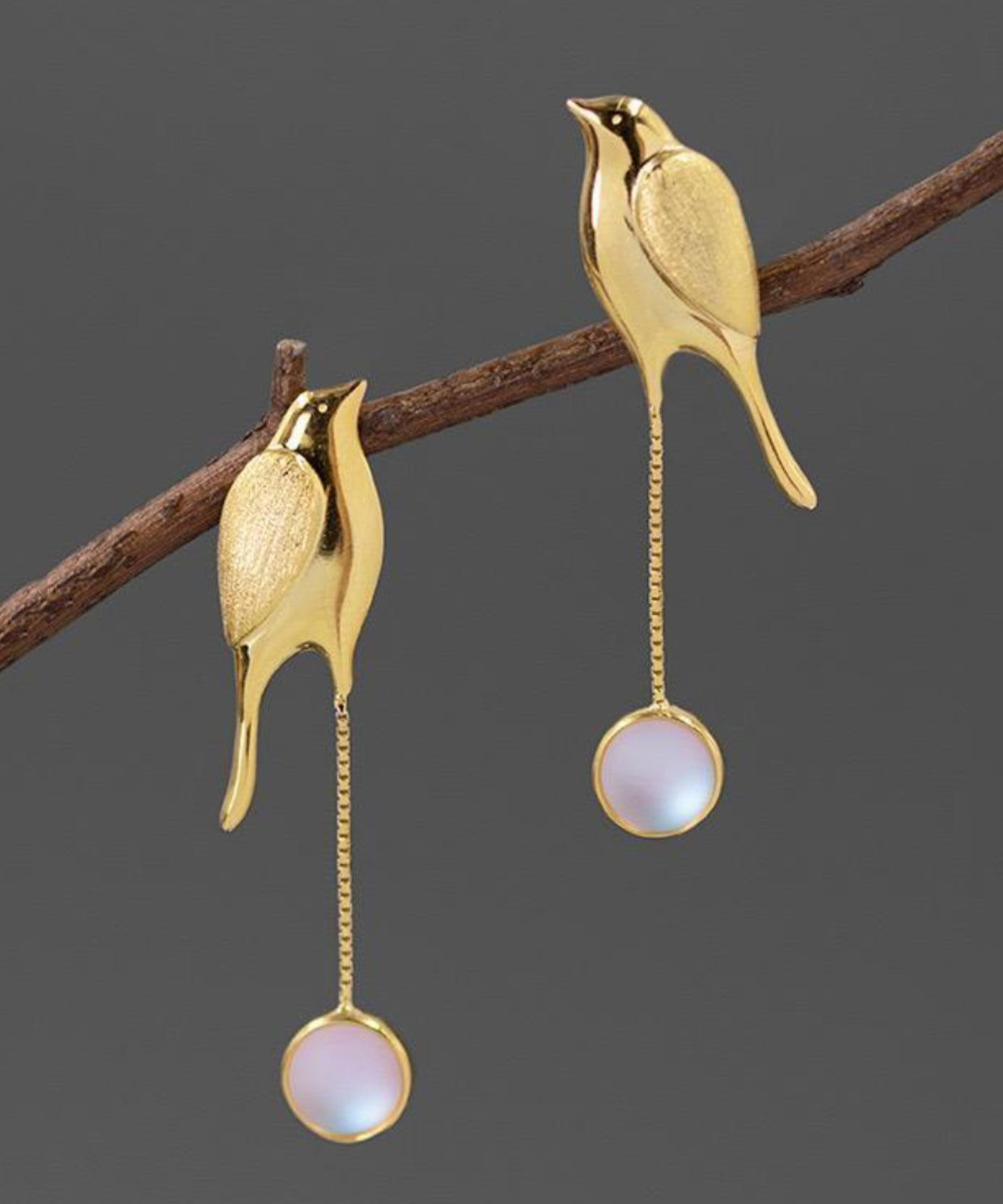 DIY Gold Sterling Silver Overgild Coloured Glaze Little Bird Drop Earrings QQ024 JEW-EAR240811