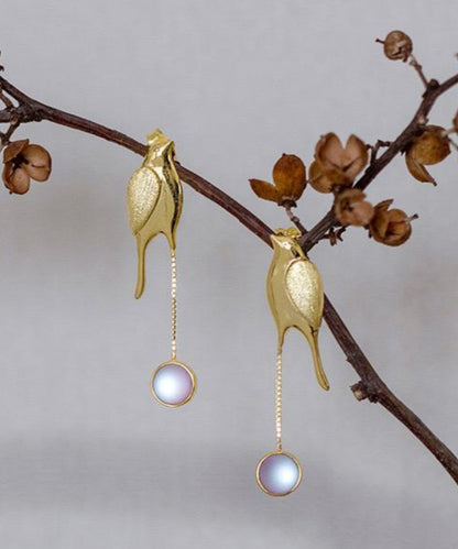 DIY Gold Sterling Silver Overgild Coloured Glaze Little Bird Drop Earrings QQ024 JEW-EAR240811