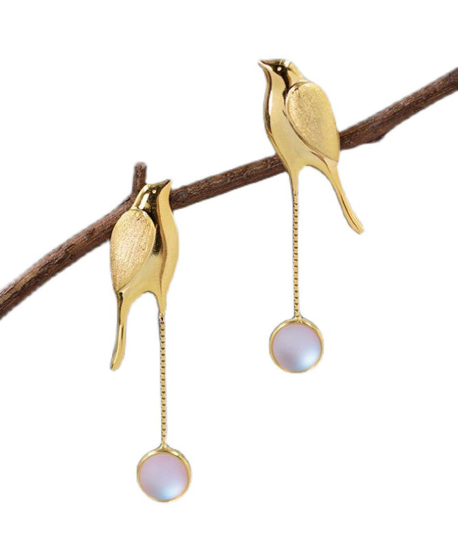 DIY Gold Sterling Silver Overgild Coloured Glaze Little Bird Drop Earrings QQ024 JEW-EAR240811