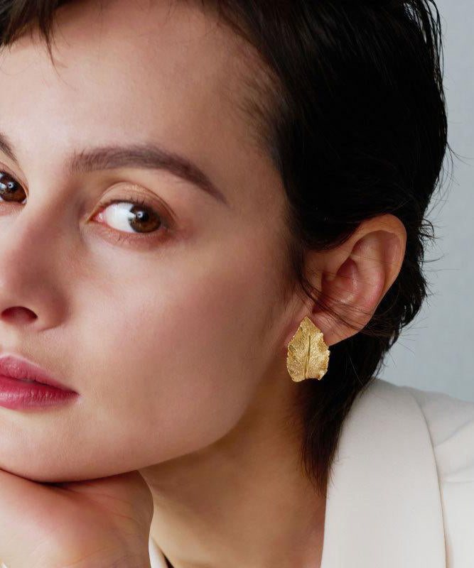 DIY Earrings Leaf Hoop Overgild Sterling Silver Gold FashionChic