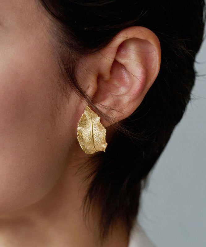 DIY Earrings Leaf Hoop Overgild Sterling Silver Gold FashionChic