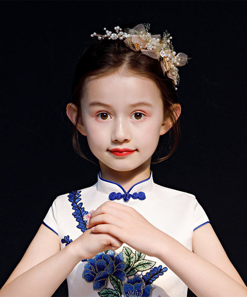 DIY Gold Tulle Pearl Leaf Girl Hairpin IU037 TZ-FQ-HAI240802