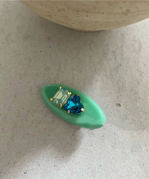A Hairpin Pair DIY Love Green Acrylic Zircon FashionChic