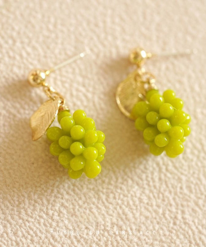 DIY Green Sterling Silver Overgild Grape Drop Earrings QU029 JEW-EAR241007