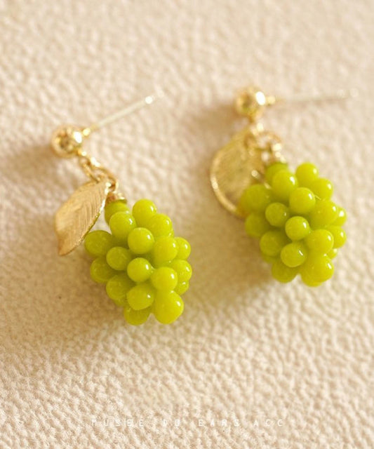 DIY Green Sterling Silver Overgild Grape Drop Earrings QU029 JEW-EAR241007