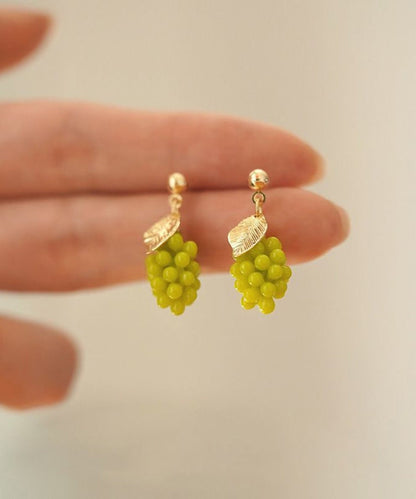 DIY Green Sterling Silver Overgild Grape Drop Earrings QU029 JEW-EAR241007