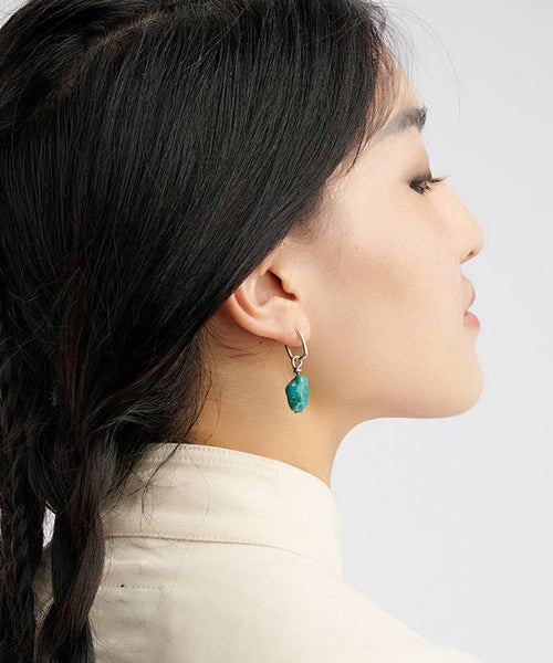 Earrings Drop Green Turquois Sterling Single DIY Silver FashionChic
