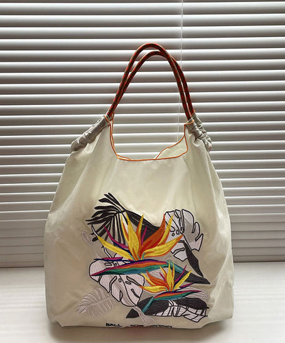 DIY Khaki Embroideried Solid Durable Nylon Shopping Bag SX1002 Ada Fashion