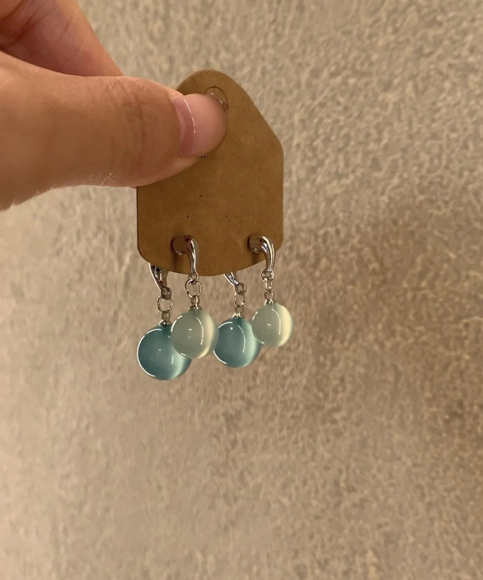Light Earrings Ball Blue Sterling DIY Drop Silver FashionChic