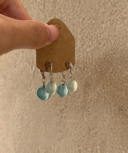 Light Earrings Ball Blue Sterling DIY Drop Silver FashionChic