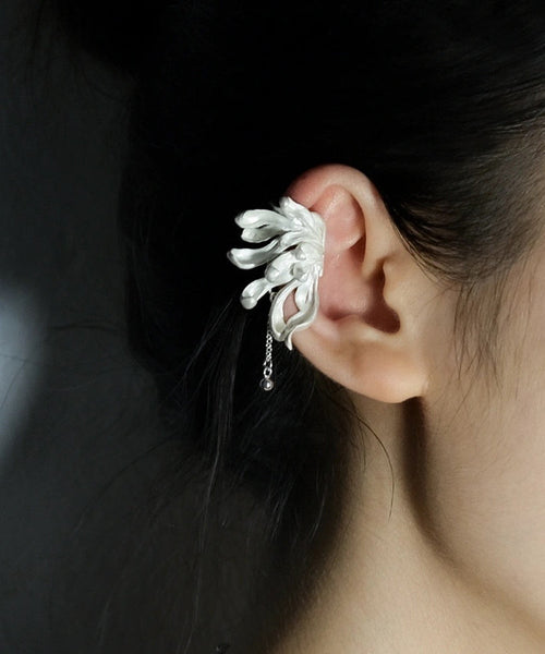 DIY Light Grey Sterling Silver Petal Tassel Stud Earrings PO025 JEW-EAR240729
