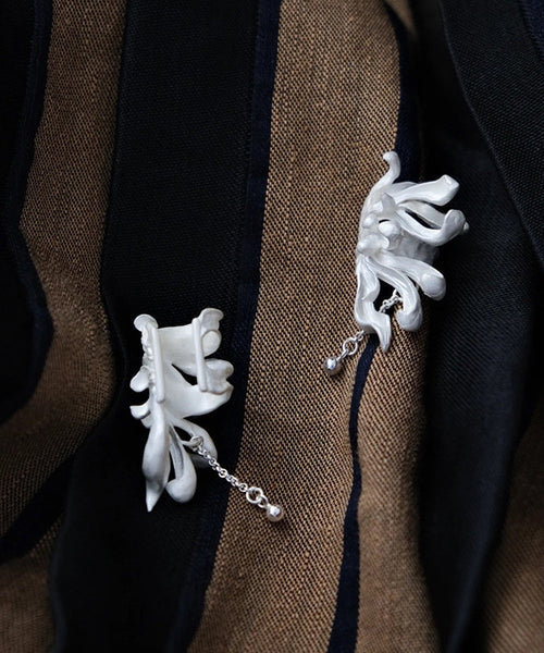 DIY Light Grey Sterling Silver Petal Tassel Stud Earrings PO025 JEW-EAR240729