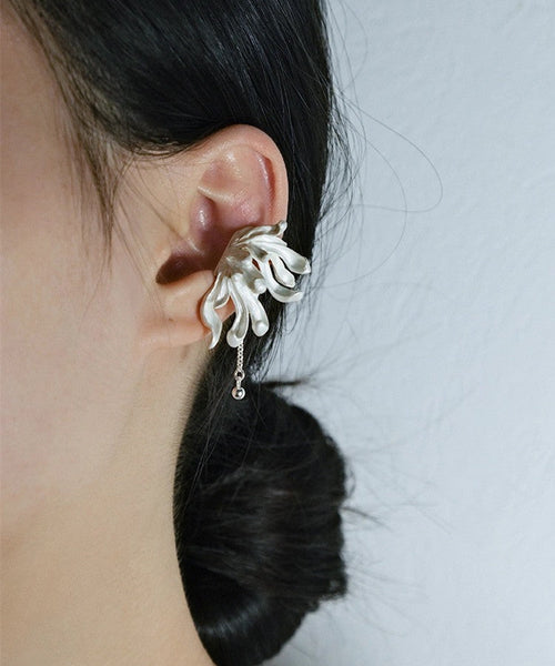 DIY Light Grey Sterling Silver Petal Tassel Stud Earrings PO025 JEW-EAR240729