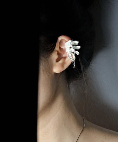 DIY Light Grey Sterling Silver Petal Tassel Stud Earrings PO025 JEW-EAR240729